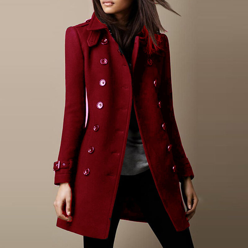 Lapel Overcoats Overcoats Overcoats Slimming And Slimming Solid Color Trench Wool Breasted Autumn Winter Comfy