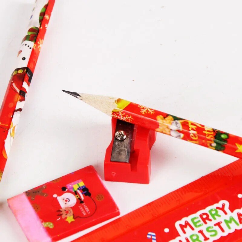 الكرتون عيد الميلاد القرطاسية مجموعة للأطفال ، أدوات الكتابة متعددة الأغراض ، هدية الطالب ، اللوازم المدرسية الفن ، رسم قلم رصاص ، 5 قطعة لكل مجموعة