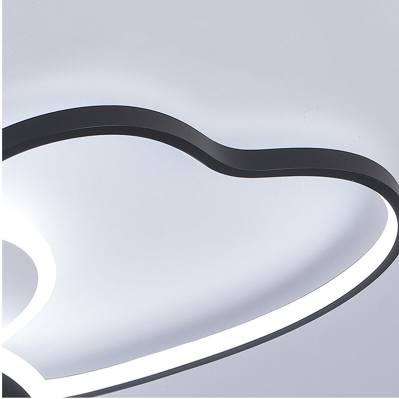Herz Form Decke Lampe Schwarz Weiß Kronleuchter für Wohnzimmer Restaurant Eisen Aluminium Streifen Hause Led Licht Dekoration