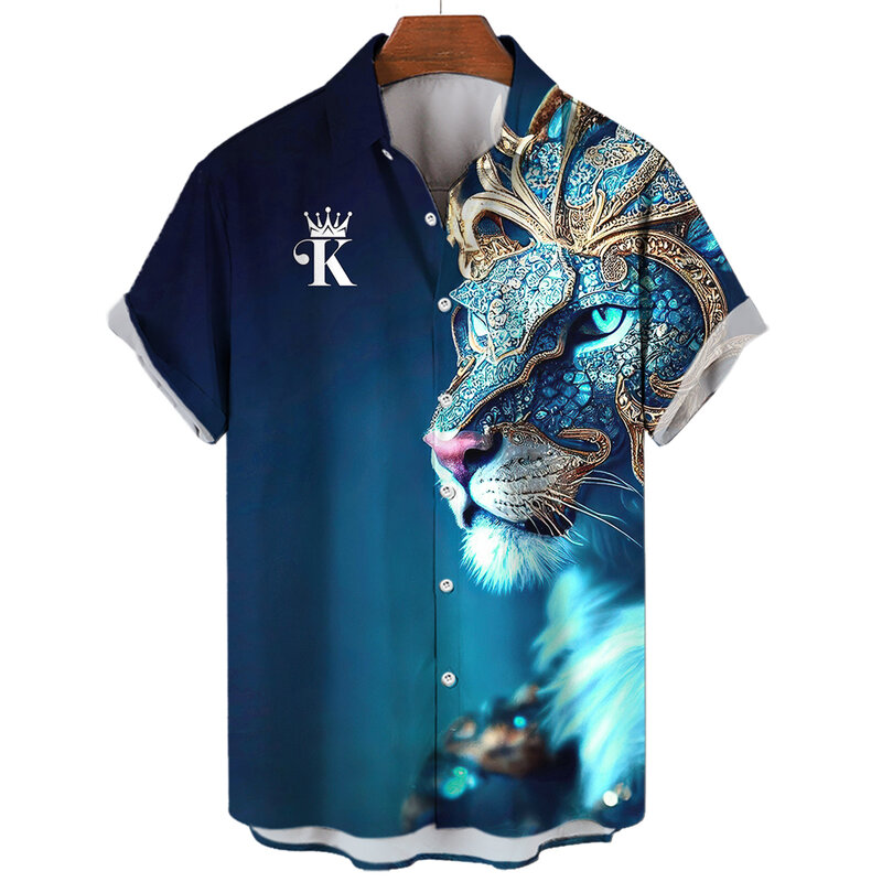 Animal 3d Print Hawaiian Shirt Man Wolf Men's Shirts Colorful Fashion Daily Caucal Shirt Men Summer Shirts Street Men Clothing