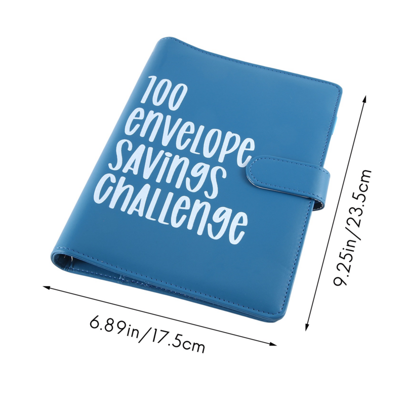 Binder tantangan amplop 100, Binder tantangan penghematan, Binder anggaran, cara mudah dan menyenangkan untuk sagemoney (biru)
