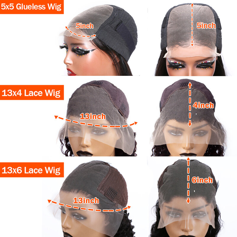 باروكة شعر بشري مجعد للنساء ، باروكات بدانتيل أمامي عالي الدقة ، موجة عميقة ، برازيلي ، شفاف ، 13 × 4 ، 13 × 6 ، 40 بوصة