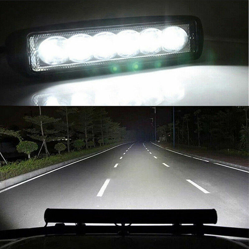 Luz LED de trabajo para coche, foco DRL de alto brillo, impermeable, para todoterreno, SUV y camión, lámpara de conducción de 12V, 24V, 6000K, 18w, 6 LED, 2 uds.