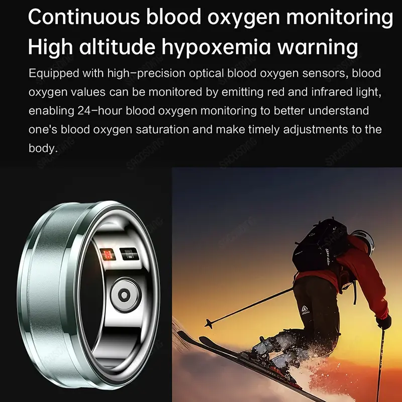 Cincin pintar olahraga Pria Wanita, Odometer pintar suhu tubuh tekanan darah 3ATM IP68 tahan air
