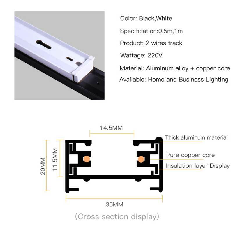 ข้อต่อรางอลูมิเนียม2สาย0.5ม. อเนกประสงค์สำหรับ Lamps-2Pieces ไฟ LED ราง/ล็อตเหมาะสำหรับให้แสงสว่างในร้านขายเสื้อผ้า