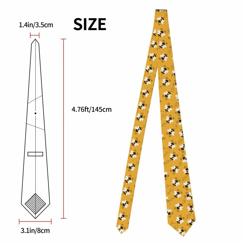 Bee Pattern Unisex Neckties Slim Polyester 8 cm Wide Neck Tie for Men Accessories Cravat Office