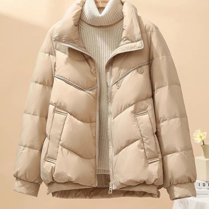 Новинка 2023, женское Стеганое пальто, зимняя куртка, женская модная парка с короткими рукавами и блестками Hin, тонкая Свободная верхняя одежда