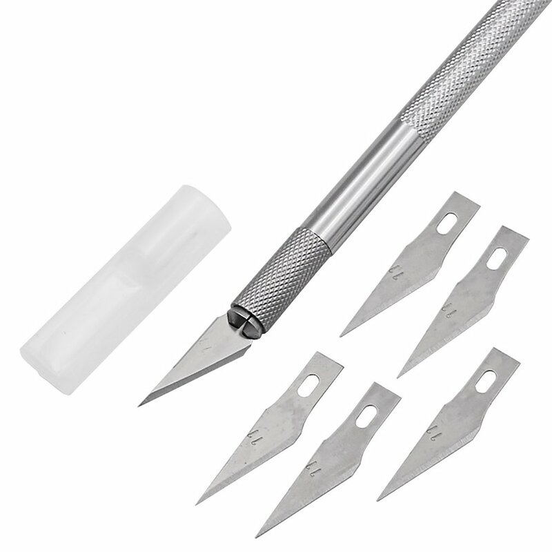 High Quality Non-Slip Metals Scalpel Knife Tools Kit Cutter Engraving Craft Knives Sturdy Mobile Phone PCB DIY Tool With 5 Blade