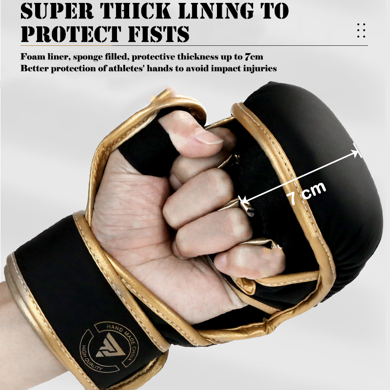 ถุงมือต่อยมวยสำหรับผู้ชายถุงมือชกมวยศิลปะการต่อสู้การต่อสู้แบบมืออาชีพทำจากหนัง PU MMA ถุงมือฝึกมวยไทยสำหรับผู้ชาย