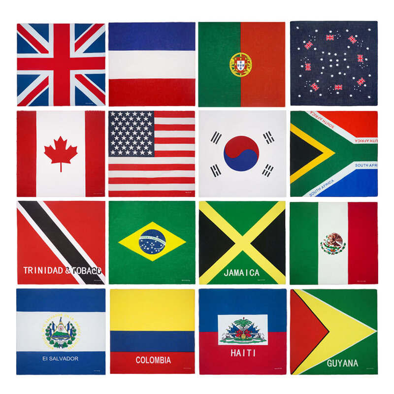 국기 패턴 반다나 100% 코튼 러닝 댄싱 머리띠, 영국, 한국, 브라질, 멕시코, 아이티 국기 스카프, 힙합 헤드랩