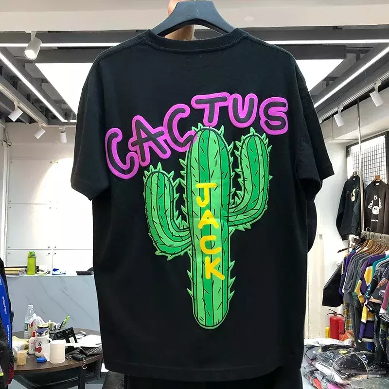 Camiseta gráfica estampada de cactus jack feminina, top extragrande, hip hop, streetwear Travis, 100% algodão, roupas de verão