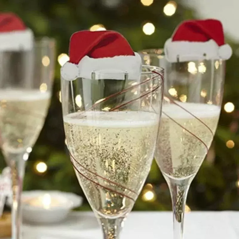 クリスマスカップカードデコレーション、サンタハット、ワイングラスの装飾、新年のギフト、クリスマス、noel、10個、20個、30個
