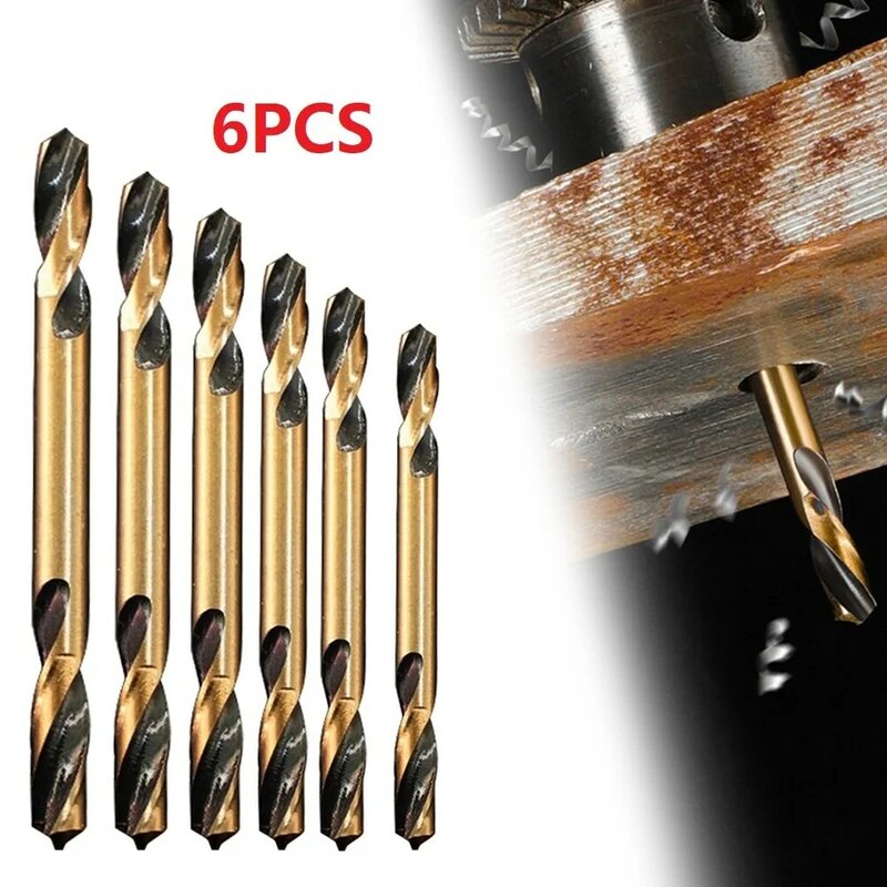 6pcs HSS Double-Headed Twist Auger Drill Bit Set Double Ended Drill Bits Iron Drilling For Metal Stainless Steel Wood Drilling