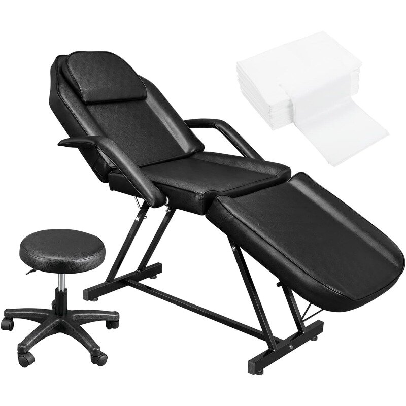 Salon masażu fotel do tatuażu łóżko estetyka z hydraulicznym stołkiem, wielofunkcyjny 3-sekcyjny stół fotel kosmetyczny, regulowane piękno