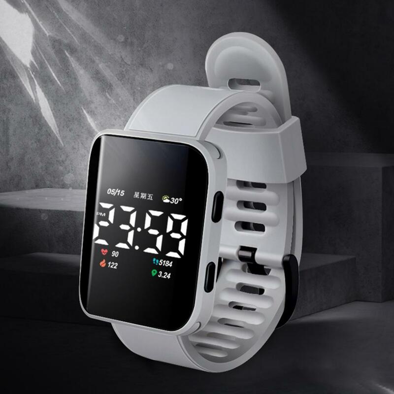 Jam Tangan Digital นาฬิกาข้อมือซิลิโคนกันน้ำหลากสีนาฬิกาข้อมือ LED อิเล็กทรอนิกส์ LED นาฬิกากีฬาสำหรับเด็กกำไลข้อมืออัจฉริยะอิเล็กทรอนิกส์