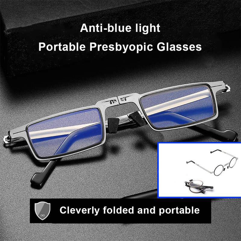New Foldable Men Newspaper Reading Glasses Eyeglasses Screwless Portable Resin Lens Eyewear Birthday Gift Square/Round