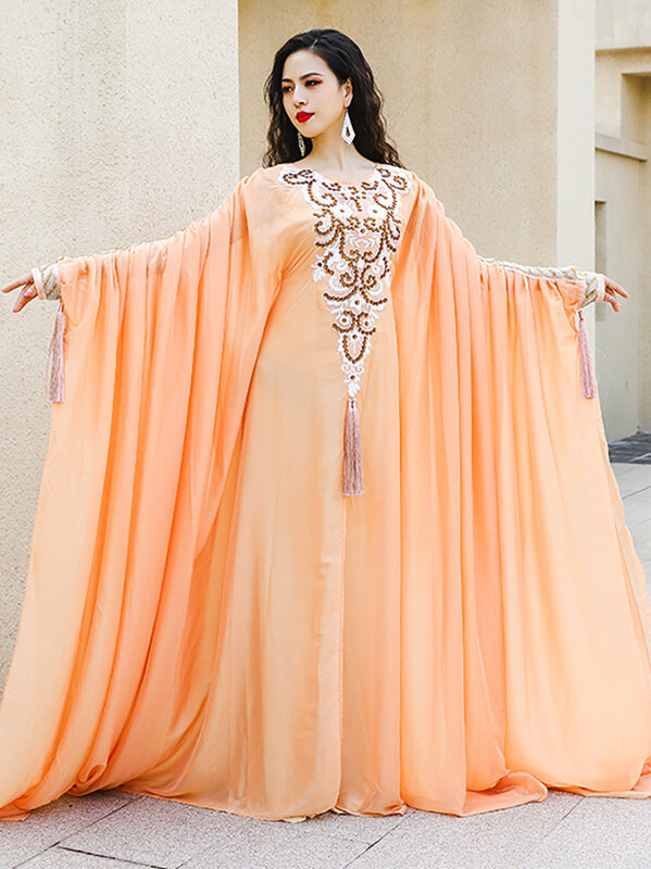 Costume da danza del ventre con paillettes per adulti da donna Haliji Khaleegy getta Performance Robe Immortal Style Performance Clothes