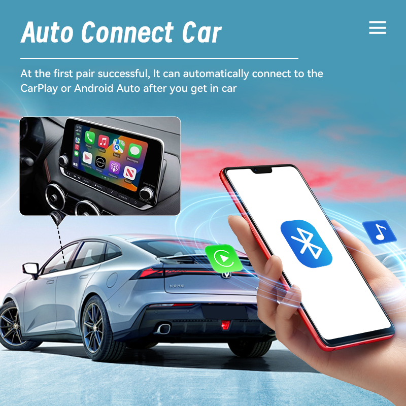 XUDA Wireless CarPlay Android Auto Box, WiFi, BT, Plug and Play pour voitures filaires AA CP, Audi, Toyota, Mazda, KIA, allergique automatique