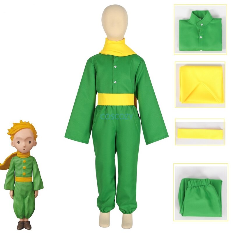 Anime mały mały książę zielony przebranie na karnawał peruka Halloween karnawałowe stroje dla dorosłych dzieci chłopców nowy prezent karnawał urodziny