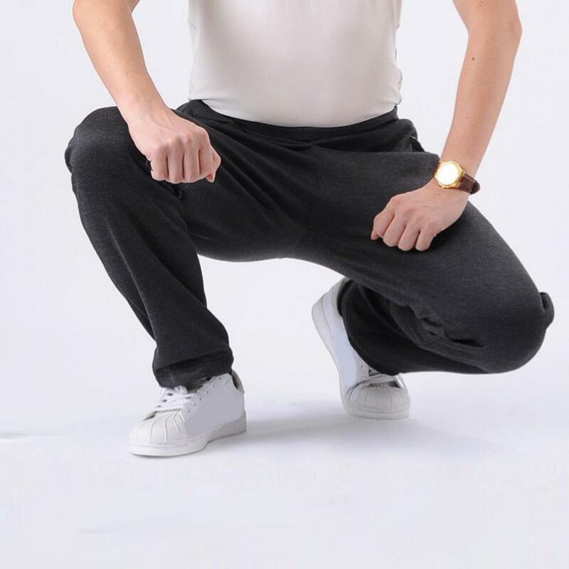 Men Fleece Pants Men's Thickened Plush Winter Pants with Elastic Waist Zipper Pockets for Warmth Comfort in Fall Sports Harem