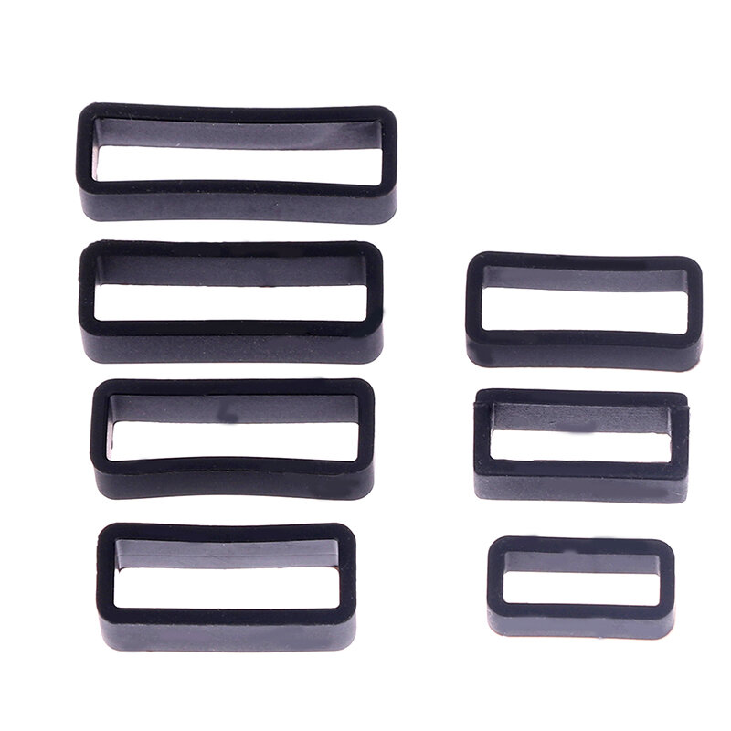 7 Sizes Black Silicone Watch Strap Retaining Hoop Loop Rubber Buckle Ring 14-26mm Retainer Holder Watchbands Accessories