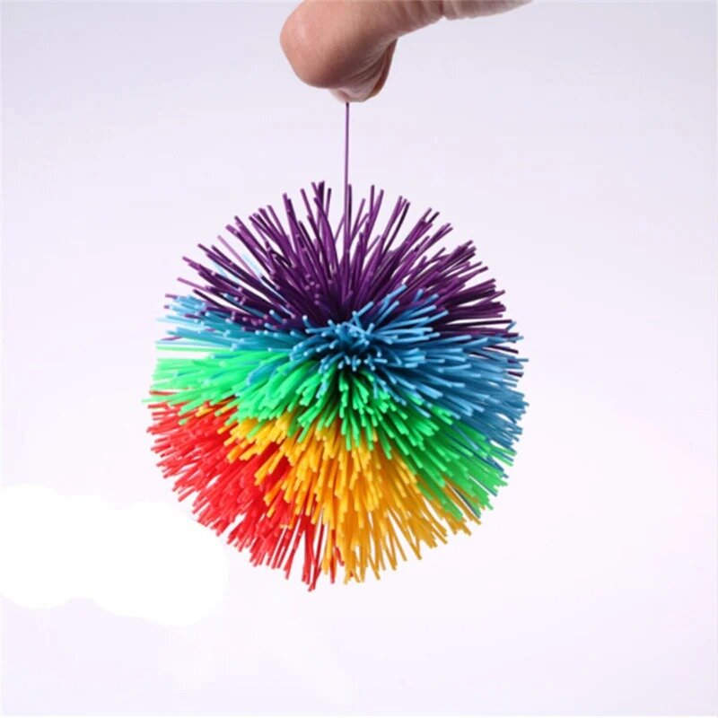 Balle en fil de caoutchouc coloré arc-en-ciel pour enfants, balle de jonglage, anti-souligné, extensible, mentaires oriel, nouveauté, jouets amusants, 6 cm, 9cm