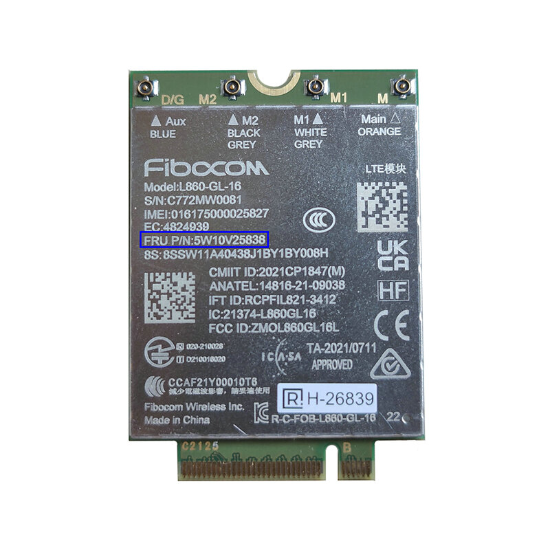 Fibocom L860-GL-16 씽크패드 X1 요가 7 세대 X1 나노 2 노트북용 LTE Cat16 모듈, 5W10V25838