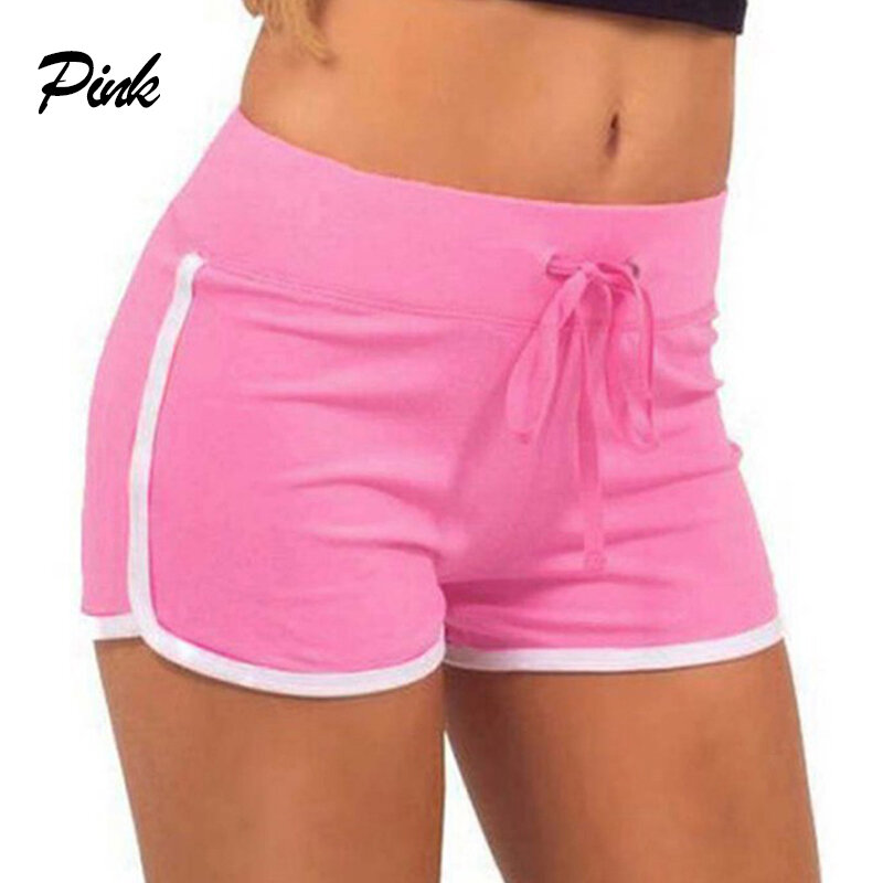 Pantalones cortos deportivos para mujer, Shorts elásticos de Color caramelo, ajustados, con cintura elástica, informales, para playa, Verano