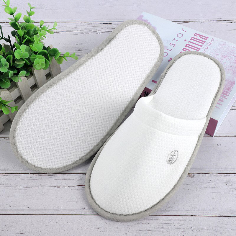 Solid Color White Hotel Room Light Non Slip Casual Home Disposable Slippers For Women