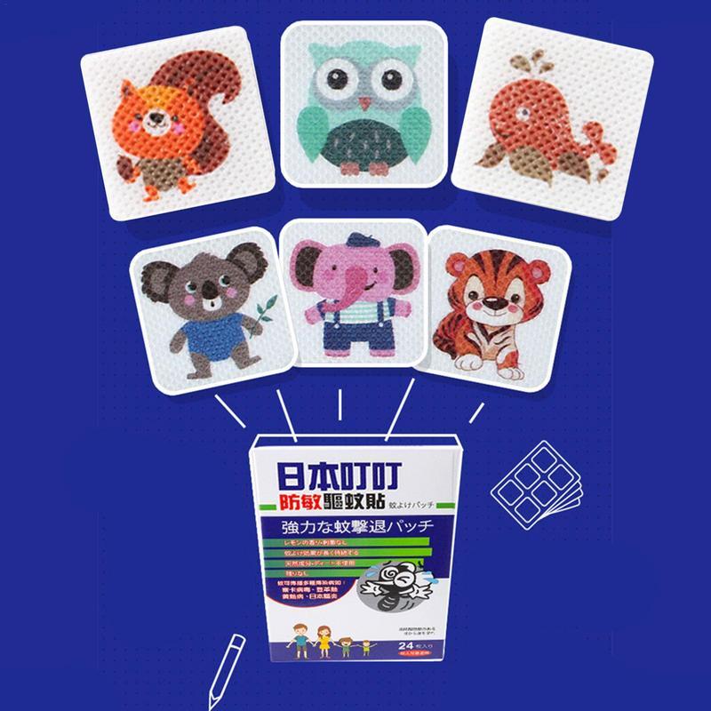 Cute Animal Patches para crianças e adultos, Bite Free Stickers, Piquenique ao ar livre e Camping, 24pcs