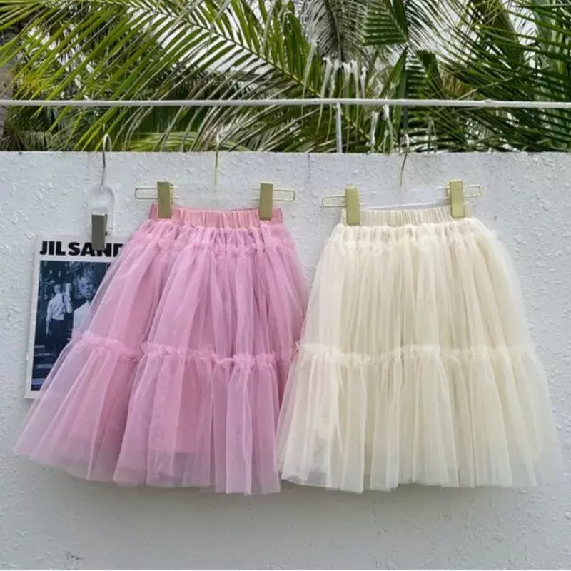 2024 модные сетчатые юбки-пачки для маленьких девочек на весну, осень, лето, день рождения, одежда принцессы, детская юбка