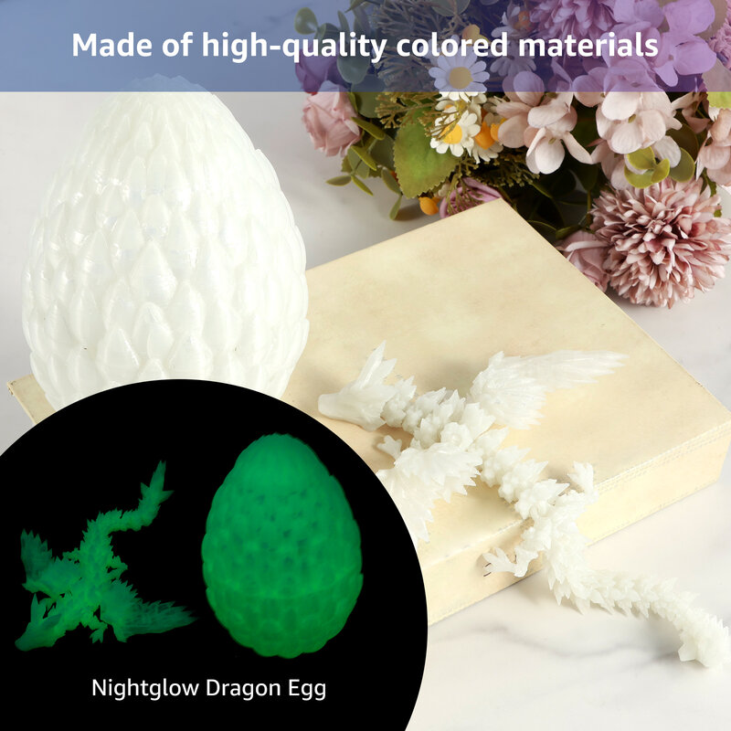 Вращающийся красочный дракон с 3D рисунком дракона и яйца, игрушки с шарнирным драконом, украшение, идеально подходит для подарка детям