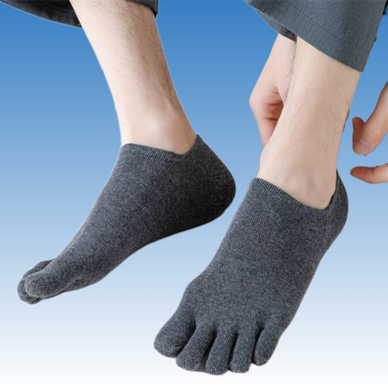 2024 New 5/10 Pairs Anti Friction Five Fingers Socks For Men No Show Sports Male Solid Color Ankle Socks With Toes For EU 38-43