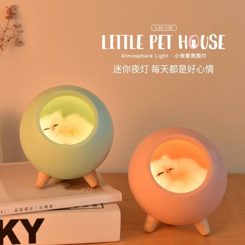 Cute little cute cat pet house night light kitten bed con luci per dormire ricarica USB touch atmosphere lights pet cat lights