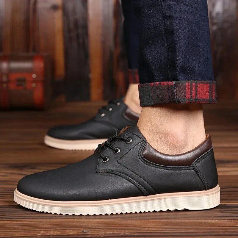 Men's Leather Casual Shoes Platform Brand Comfortable Flat Bottom Fashion Men's Sports Shoes 2024 Oxford Shoes Zapatos De Hombre