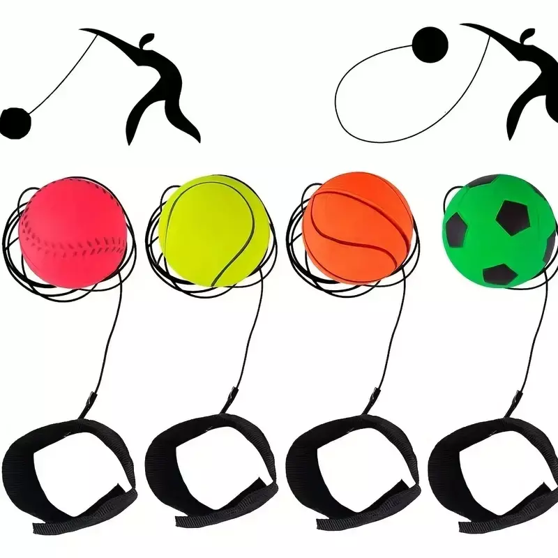 Pelota hinchable de goma con cuerda, juguete sólido de boomerang, pelota de reacción, tiempo de reposo, estrés, juguetes lanzados a mano, 6cm