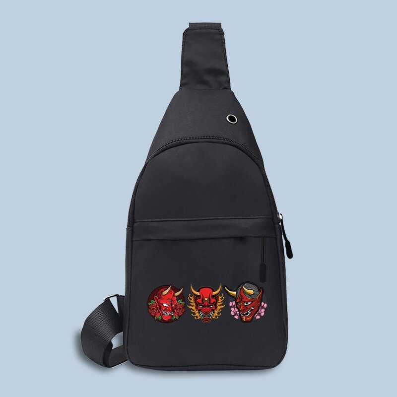 Sac de poitrine Anti-vol pour hommes, sacs à bandoulière avec trou de câble de chargement USB, sacs de poitrine de sport, sacoches Pack motif monstre