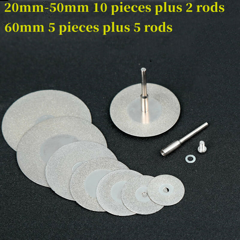 10Pcs Set 20mm-60mm Diamond Coated Flat Lap Grinding Disc Abrasive Wheel Disk for Gemstone Jewelry Glass Knife Ceramics