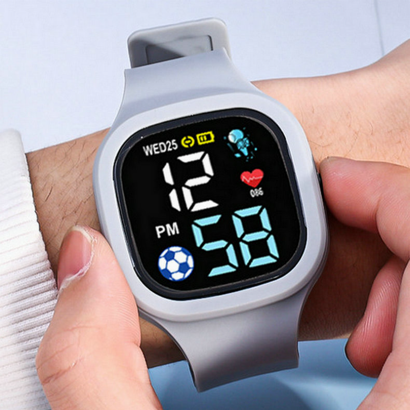Jam tangan pintar anak laki-laki perempuan, jam tangan pintar anak tahan air tali Digital LED olahraga hadiah siswa