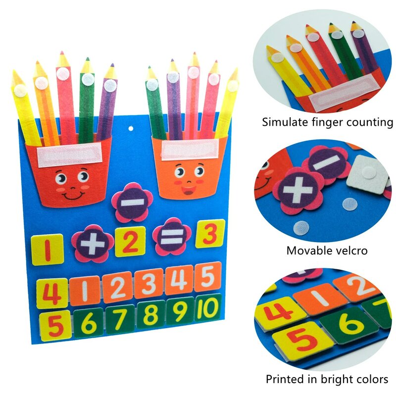 Kid Felt Finger Numbers Math Toy Montessori Toys Children Counting Early Learning For Toddlers Intelligence Develop 30*30cm