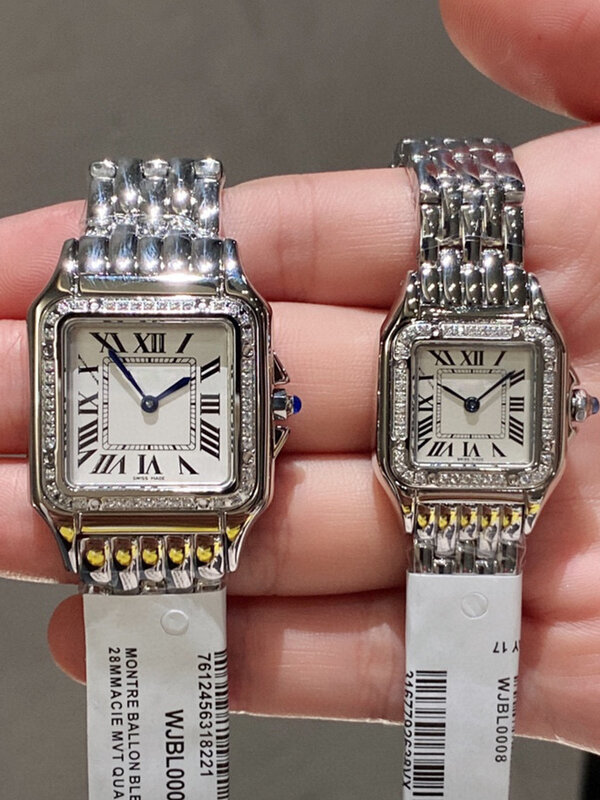 Designer steel diamond case sapphire crystal mirror steel belt Tank quartz watch 2024 Women's new watch fashion luxury watch