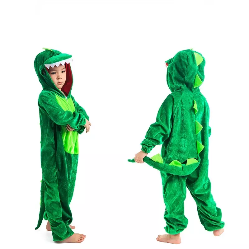 Cute Kids Animal Dinosaur Costume Cosplay Boys Child Green Black Kindergarten School Party Student Game Role Play Suit