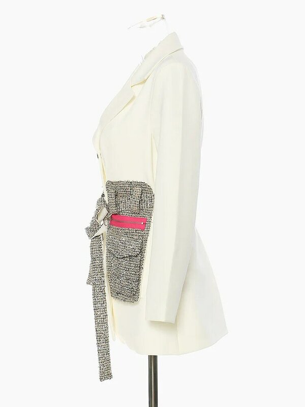 여성용 루즈한 싱글 브레스티드 블레이저, 긴 소매 패치워크 허리 정장 재킷, 가을 유행 2022, 신상 패션