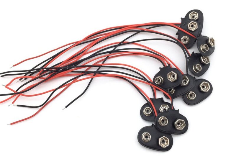 YUXINUO klip dudukan baterai 9V, 10 buah DIY tipe T atau I tipe Snap On, cangkang keras konektor kabel 15CM, soket timbal, kawat gesper