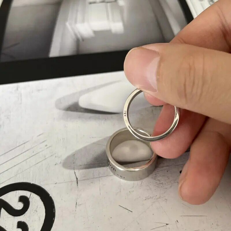 Nie schlafen Brief Stil einfache neutrale s925 Sterling Silber Ring glatte Mode Ring weiblich