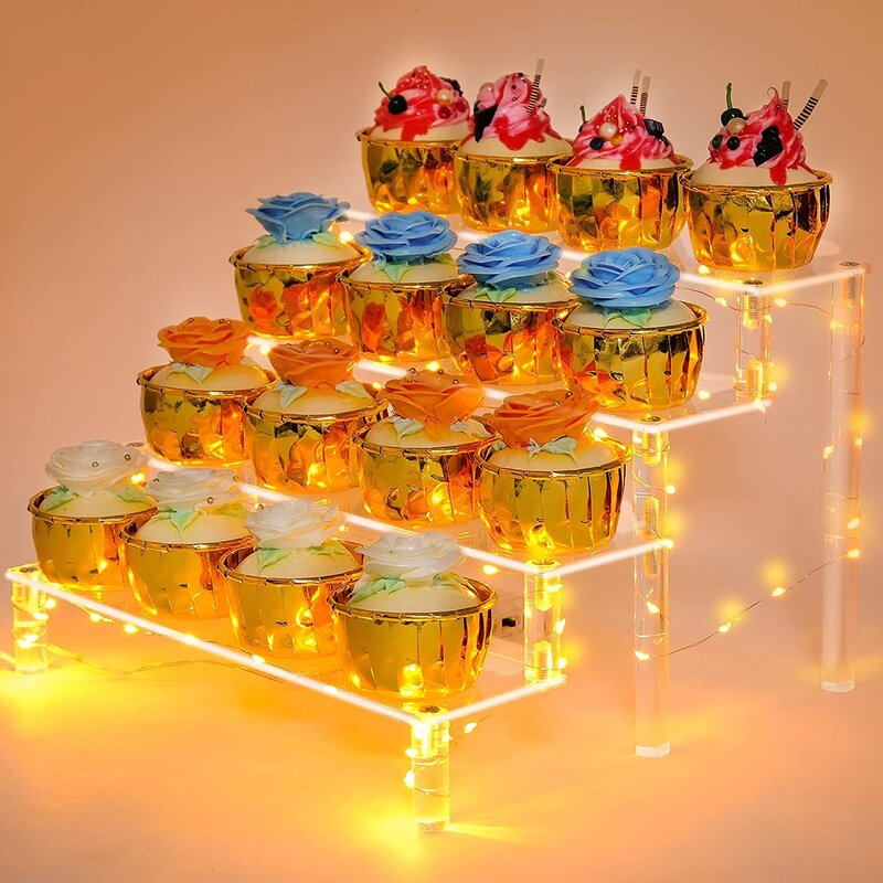 1-5 Tier Acrylic Display Stand Clear Display Riser Rack for Cupcake Perfume Doll Décor Organizer Amiibo Funko POP Figures DC05