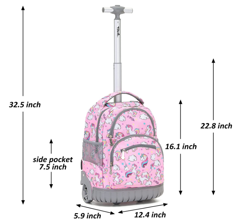 Meisje Rolling Travel Bagage Koffer School Wielen Rugzak Voor Meisjes Multi-Compartiment School Reizen Trolley Tas Wielen