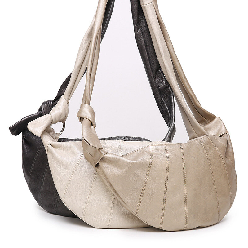 Shoulder Tote Women's Handbag Bag Y2k Crossbody New Genuine Leather Top Layer Cowhide Simplified Casual High-Capacity Retro Hand
