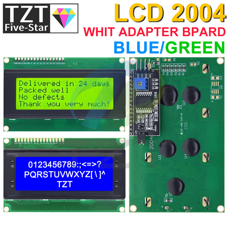 ЖК-дисплей 2004 + I2C 2004 20x4 2004A синий/зеленый экран HD44780 символьный ЖК-дисплей/w IIC/I2C последовательный интерфейс модуль адаптера для Arduino