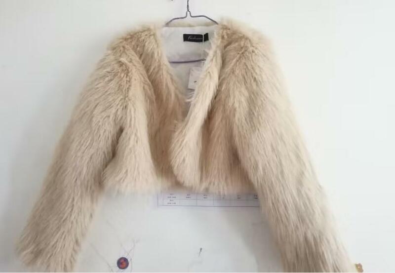 Корейский модный меховой кардиган для девушек, короткий вырез, свободные зимние теплые пальто с длинными рукавами, горячая Распродажа, искусственный мех, однотонная искусственная кожа